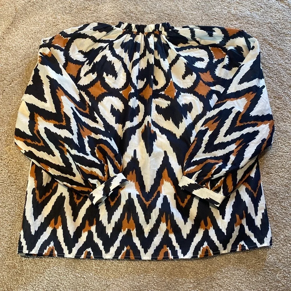 Anthropologie Willa Storey Meg Top Blouse Puff L/S Cotton Button Up Shirt SMALL